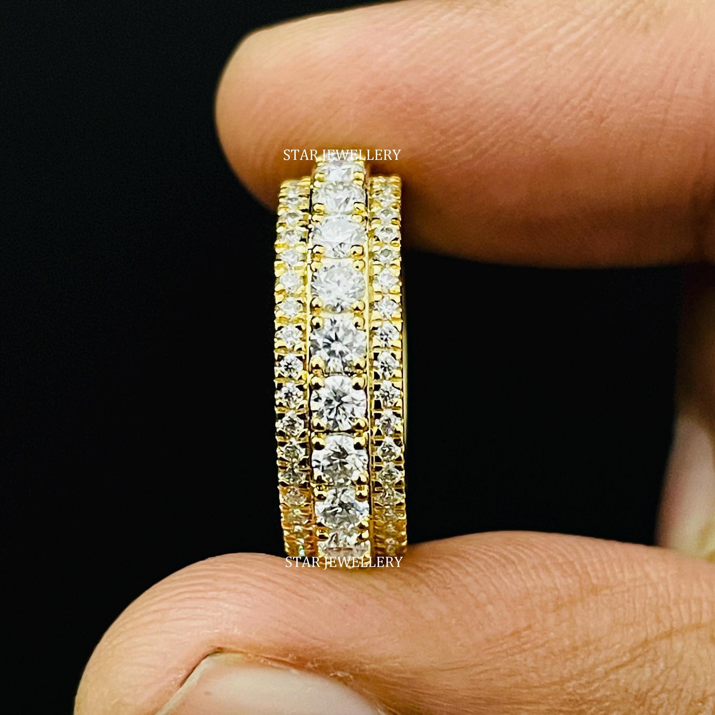 14K Solid Gold Diamond Eternity Royal Wedding Band