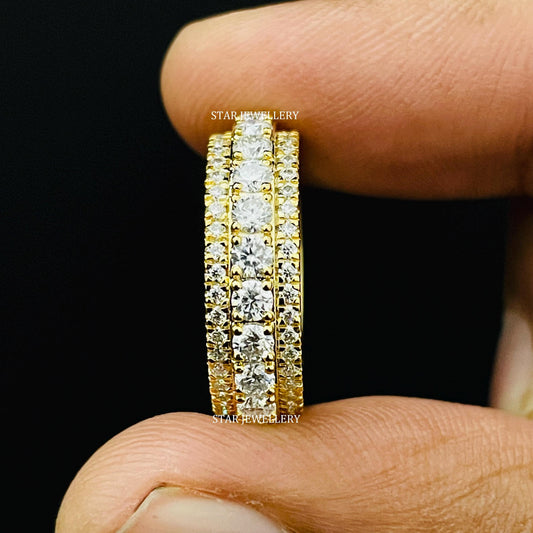 14K Solid Gold Diamond Eternity Royal Wedding Band