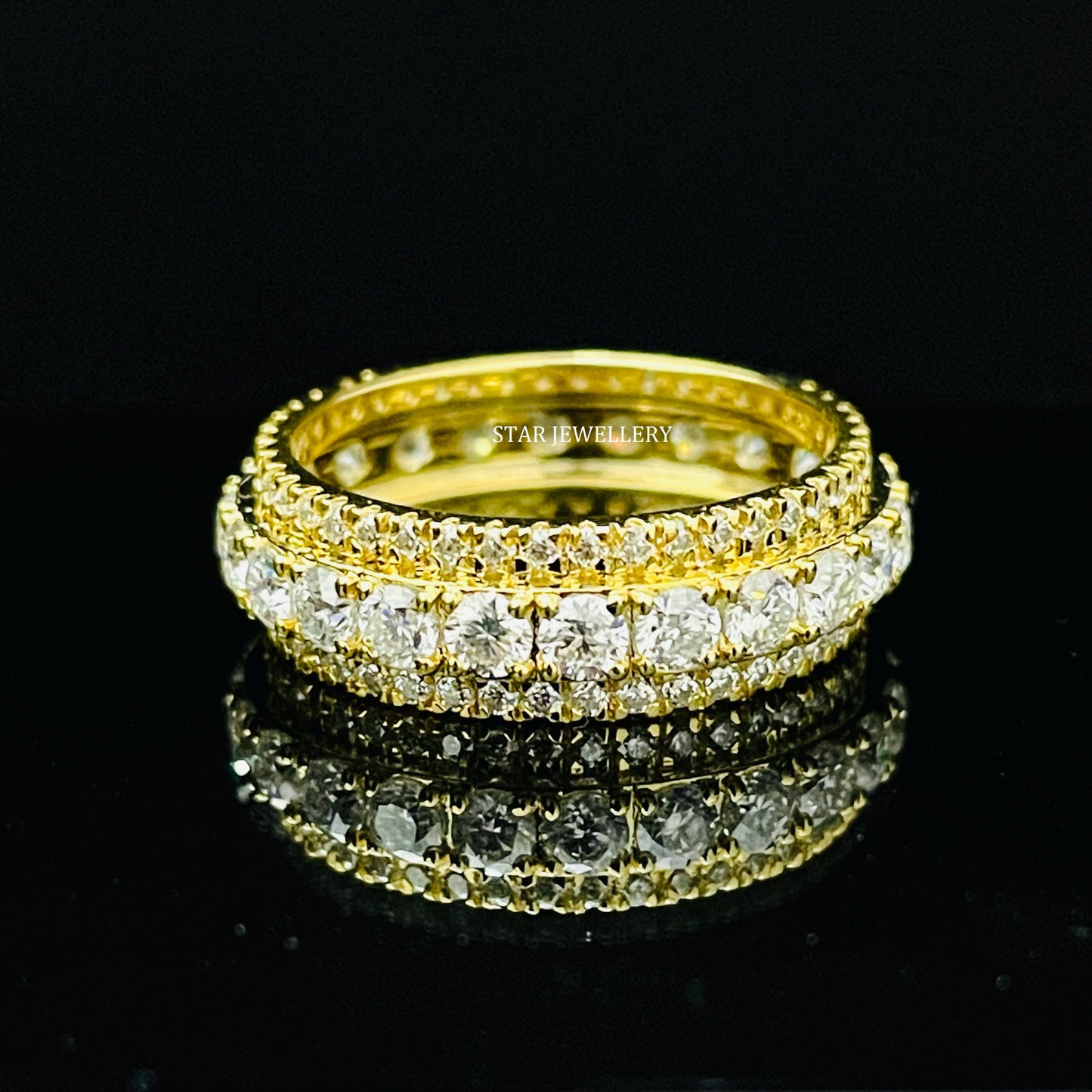 14K Solid Gold Diamond Eternity Royal Wedding Band