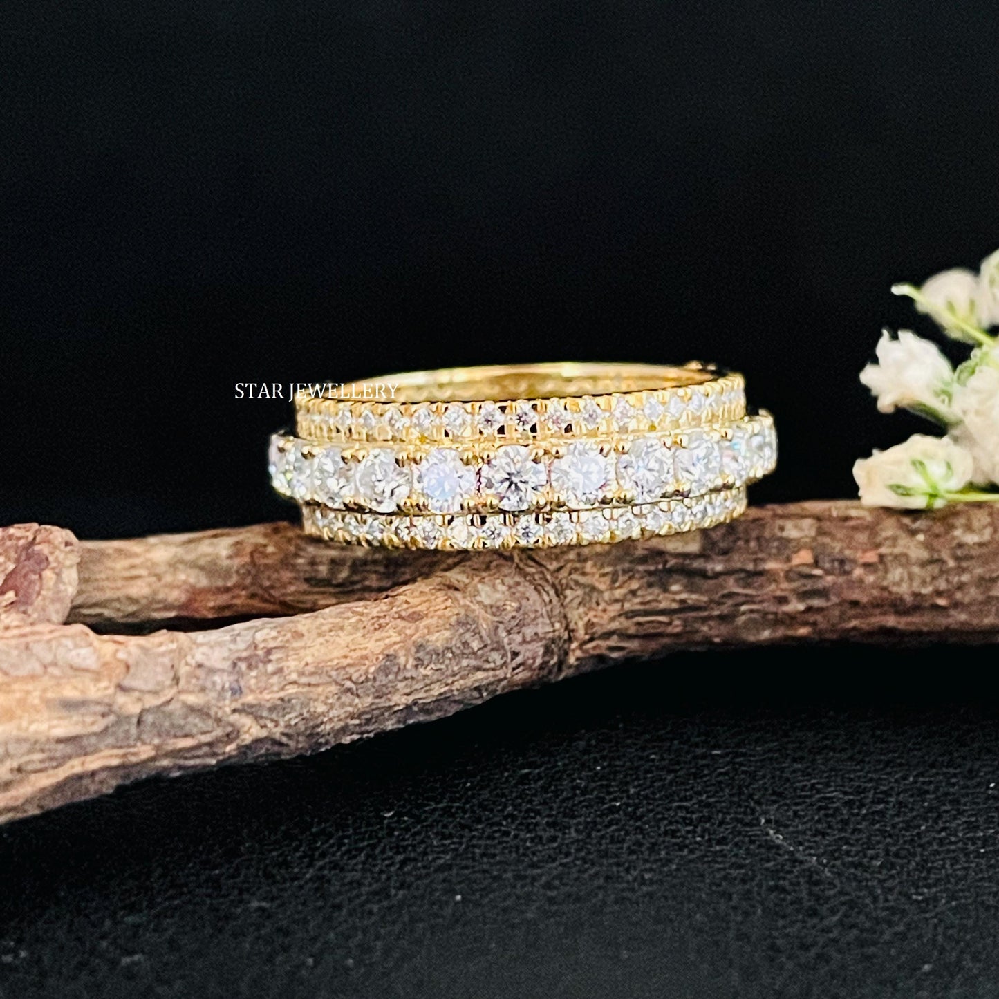 14K Solid Gold Diamond Eternity Royal Wedding Band