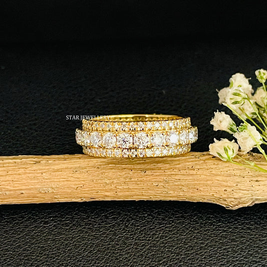 14K Solid Gold Diamond Eternity Royal Wedding Band
