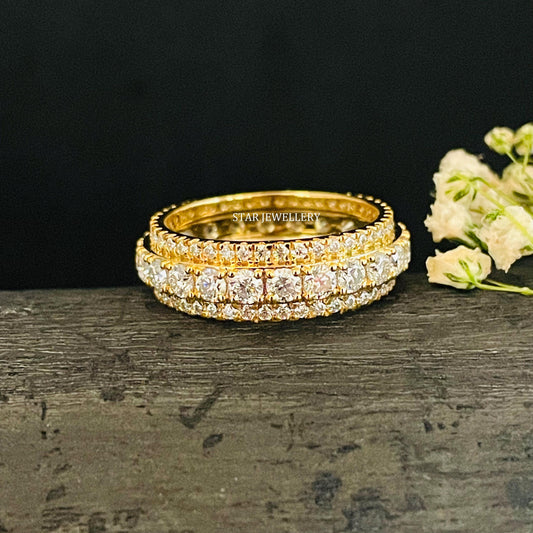 14K Solid Gold Diamond Eternity Royal Wedding Band