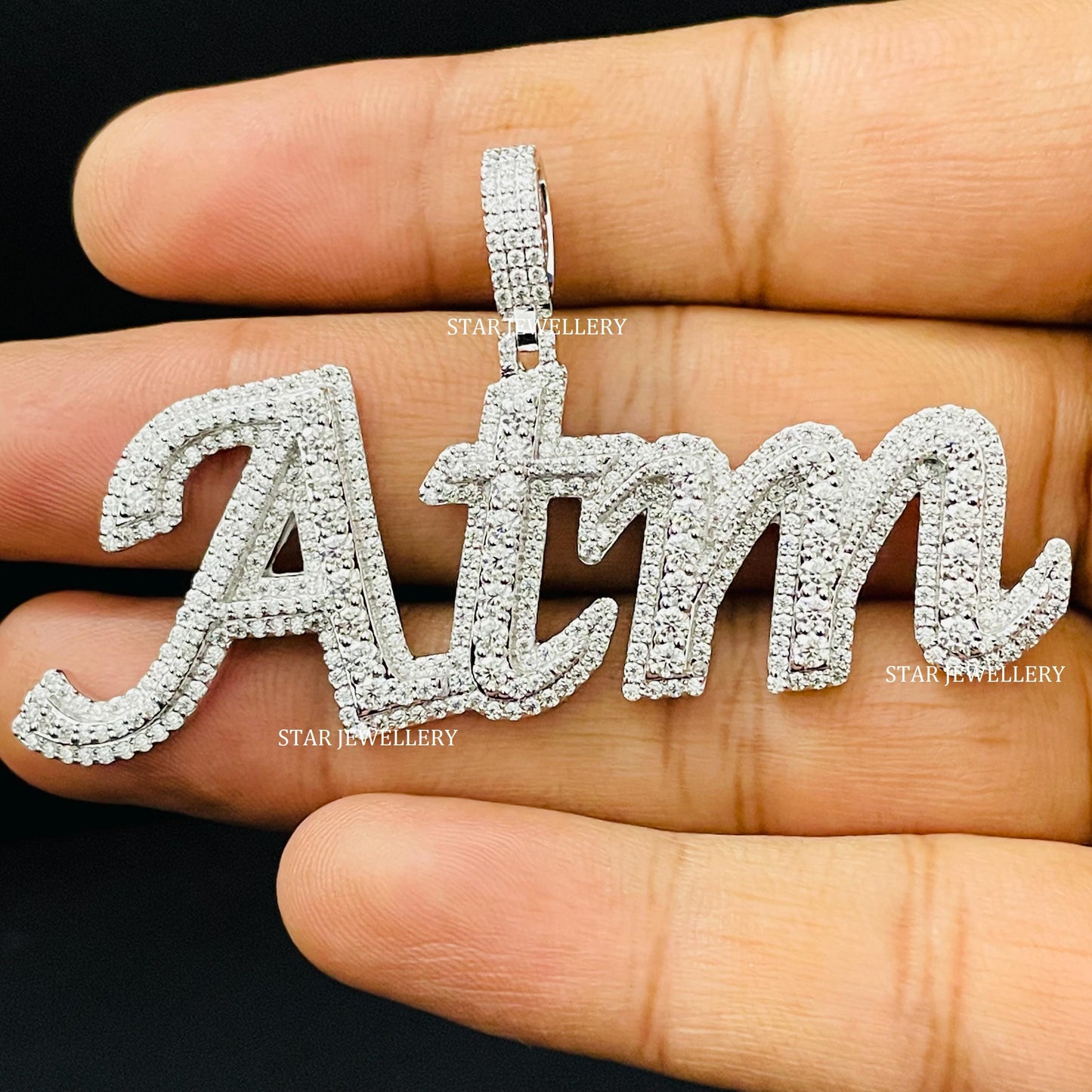 Custom Letter Name Icedout VVS Moissanite Pendant