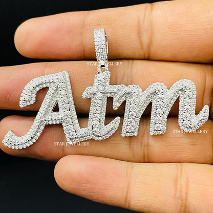 Custom Letter Name Icedout VVS Moissanite Pendant