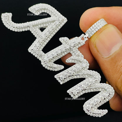 Custom Letter Name Icedout VVS Moissanite Pendant