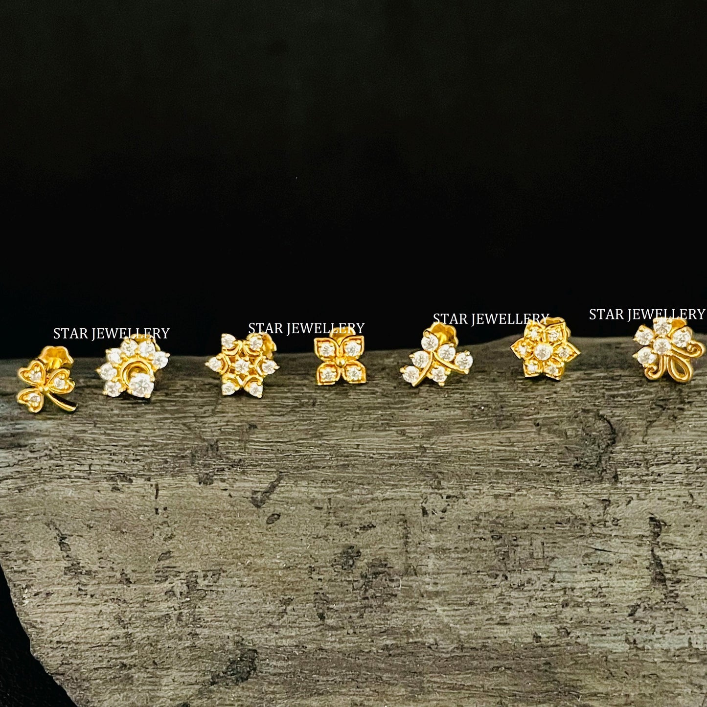 14K Gold Diamond Cluster Floral Threaded Nose / Ear Piercing