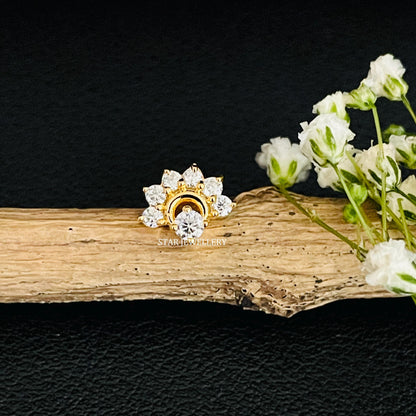 Lab Grown Diamond Crescent Moon Ear Piercing