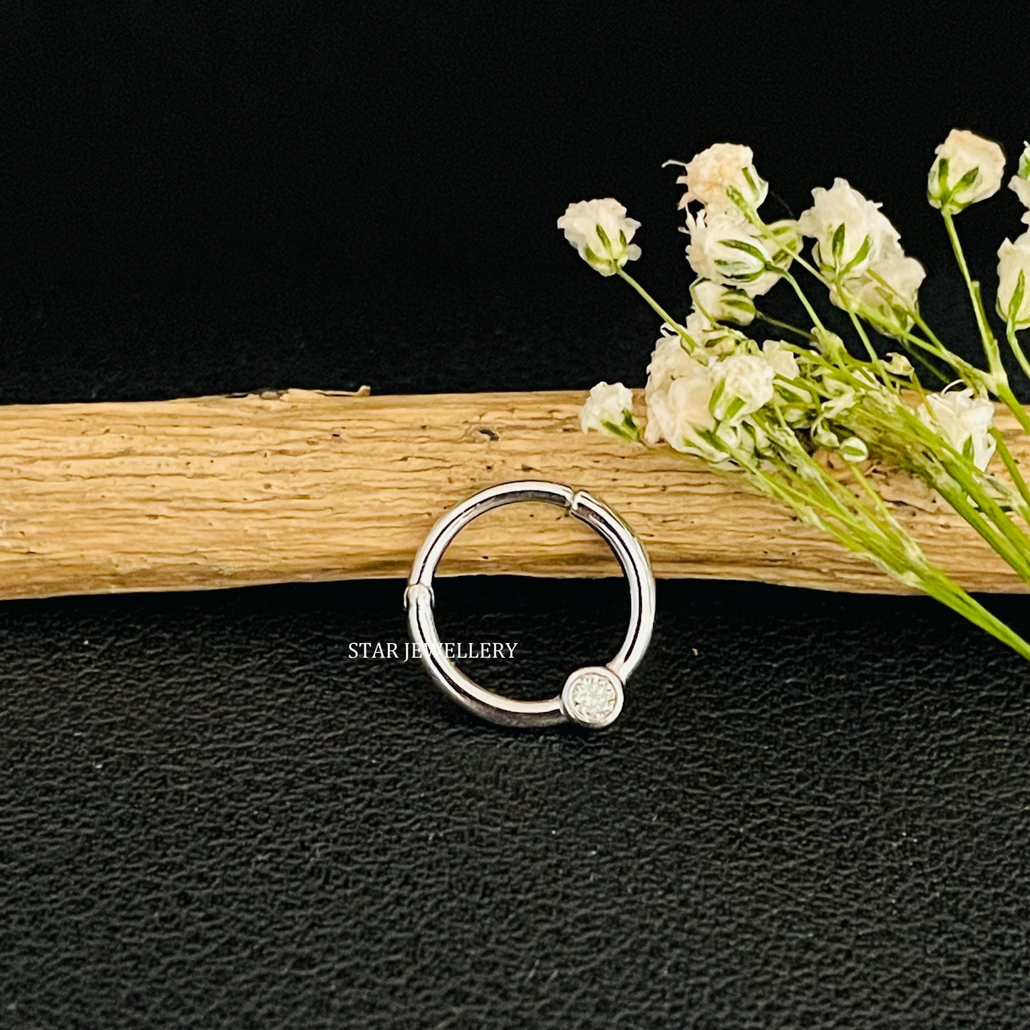 Bezel Set Natural Diamond Daith Piercing