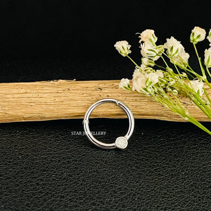 Bezel Set Natural Diamond Daith Piercing
