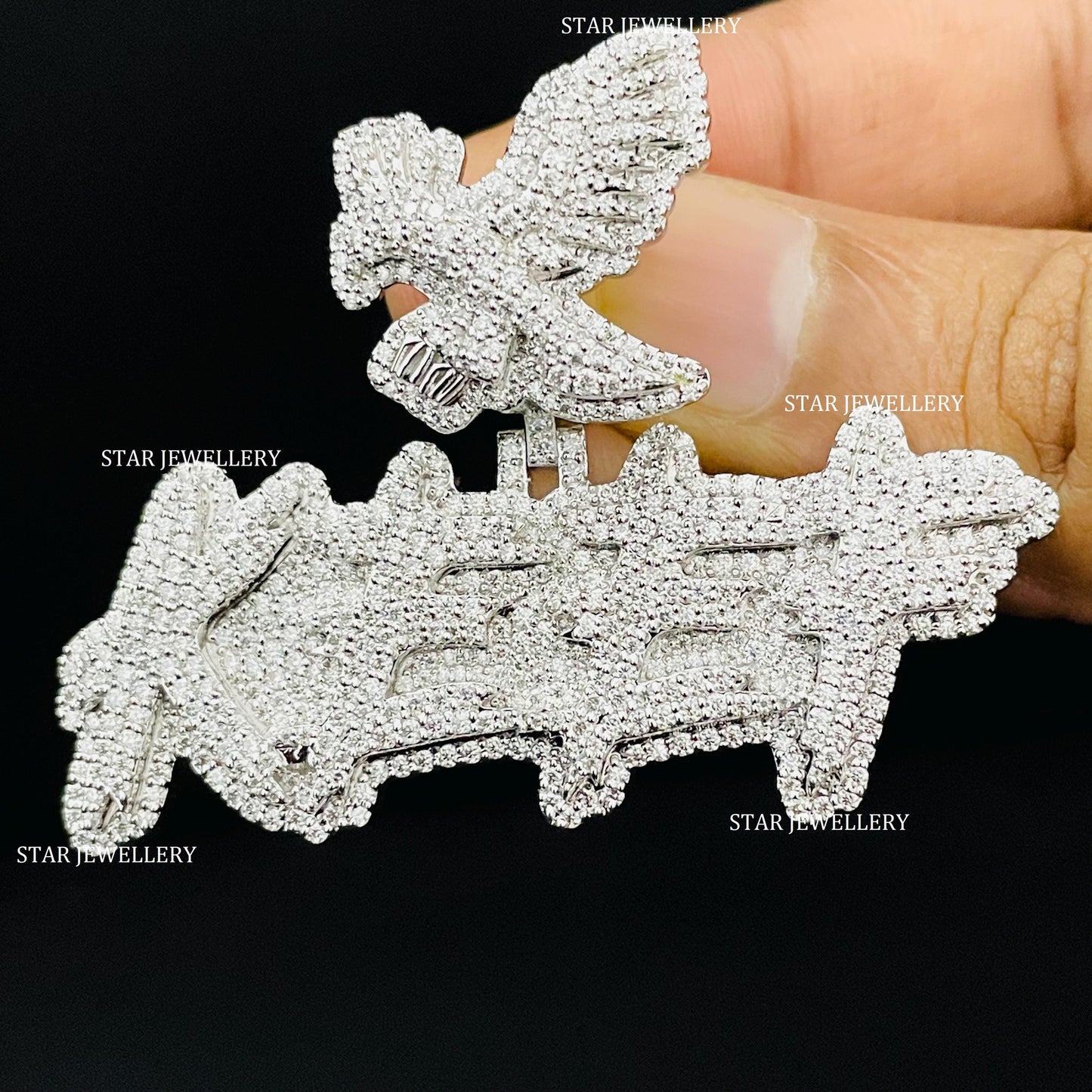 VVS Moissanite Custom Letter Icedout Pendant with Eagle Bail