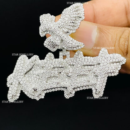 VVS Moissanite Custom Letter Icedout Pendant with Eagle Bail