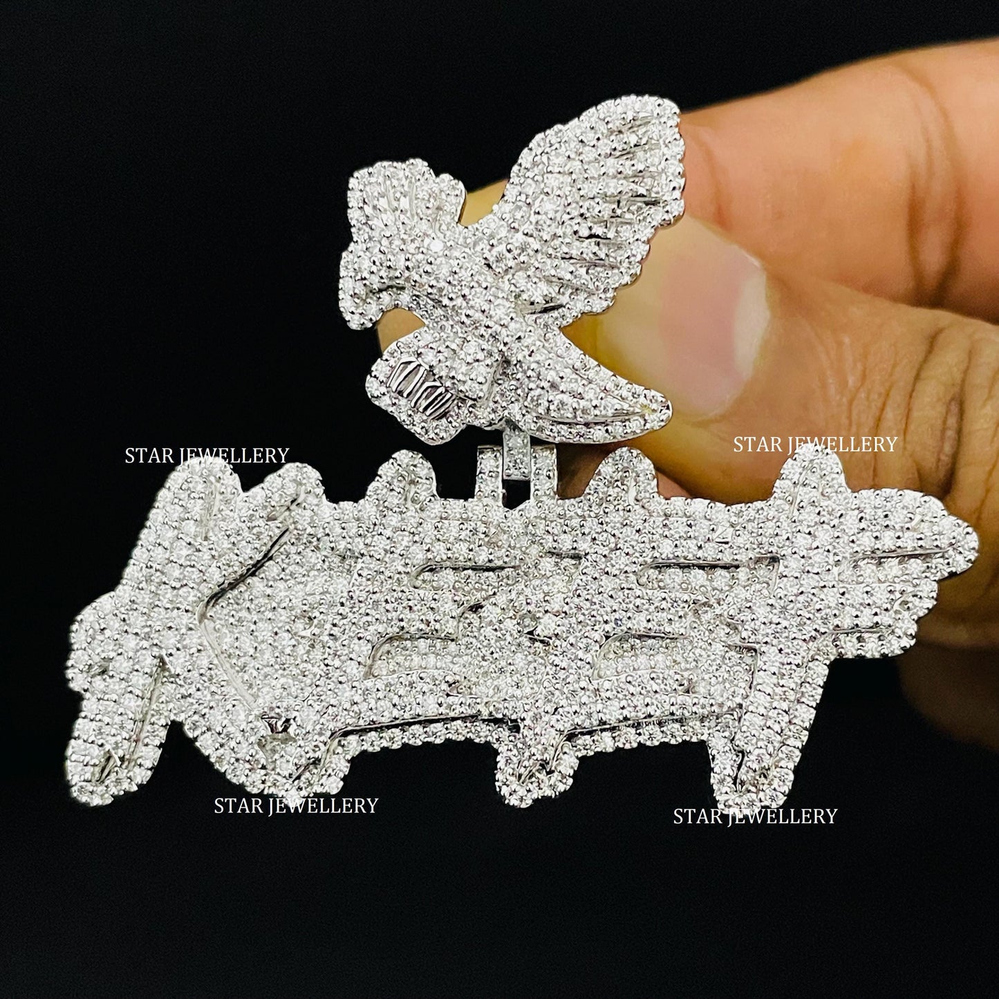 VVS Moissanite Custom Letter Icedout Pendant with Eagle Bail