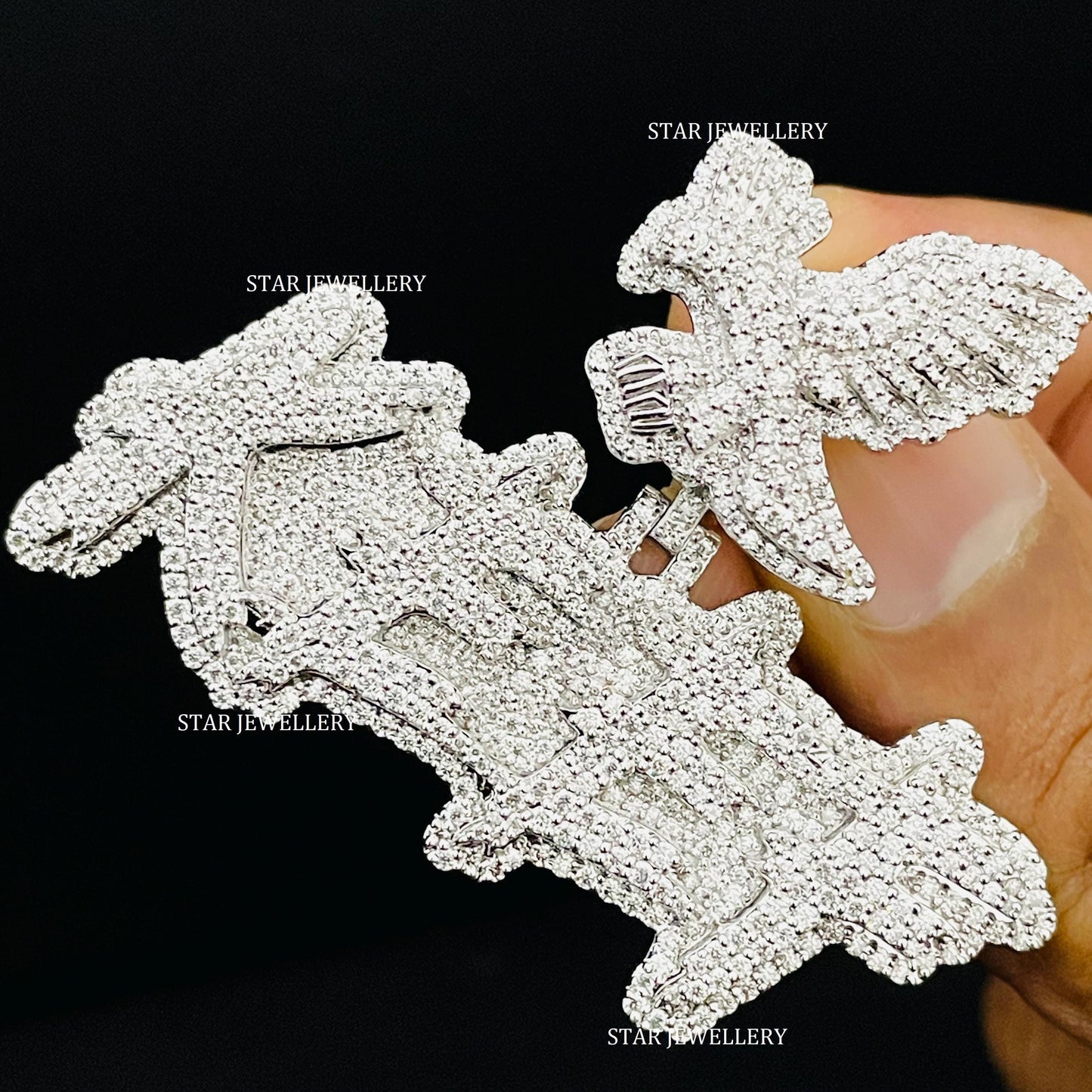 VVS Moissanite Custom Letter Icedout Pendant with Eagle Bail