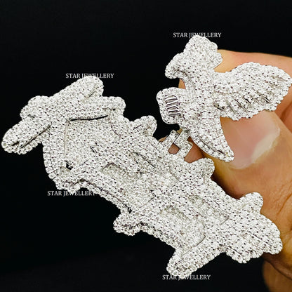 VVS Moissanite Custom Letter Icedout Pendant with Eagle Bail