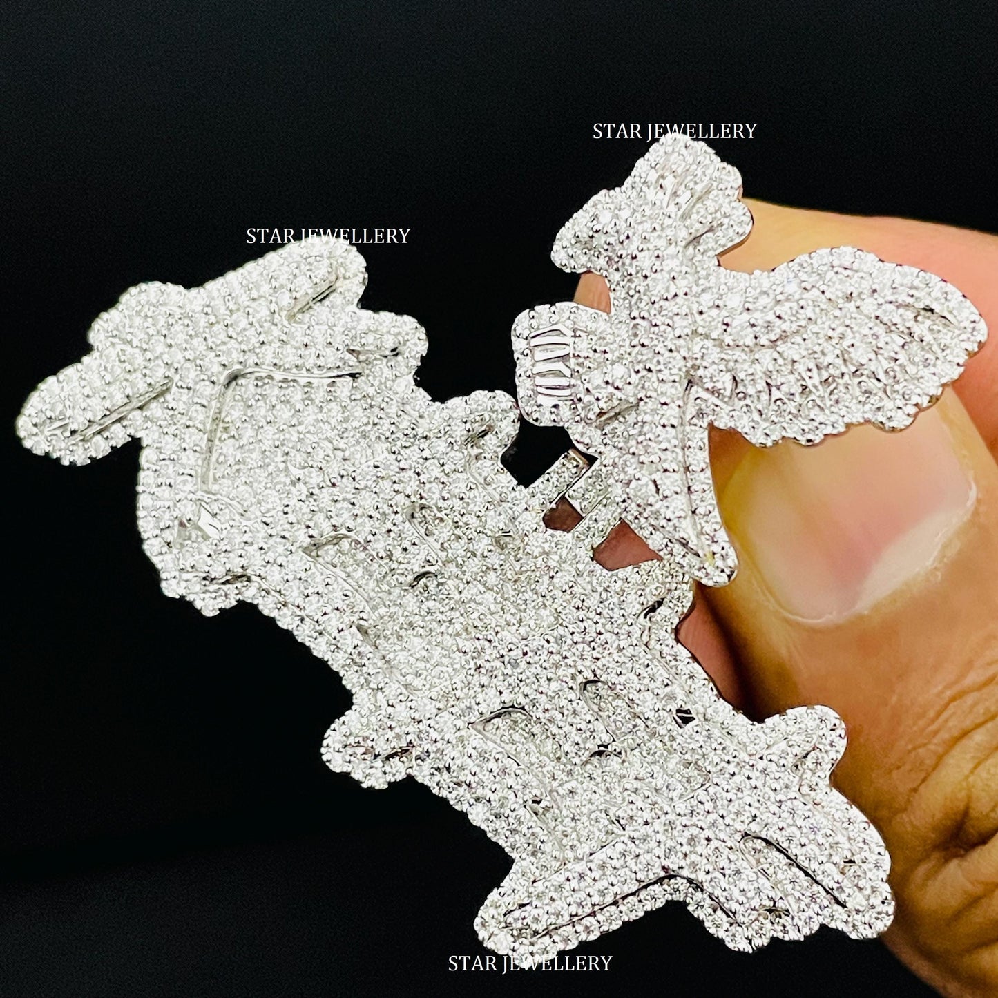 VVS Moissanite Custom Letter Icedout Pendant with Eagle Bail