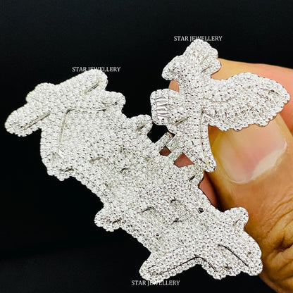 VVS Moissanite Custom Letter Icedout Pendant with Eagle Bail