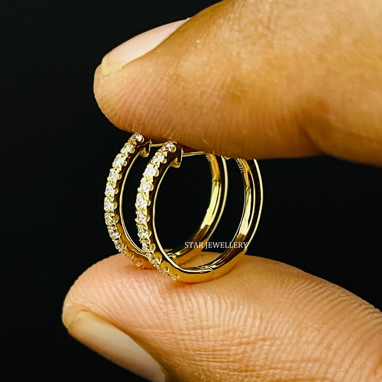 Diamond Hoop Earring, Huggie Hoop Earring