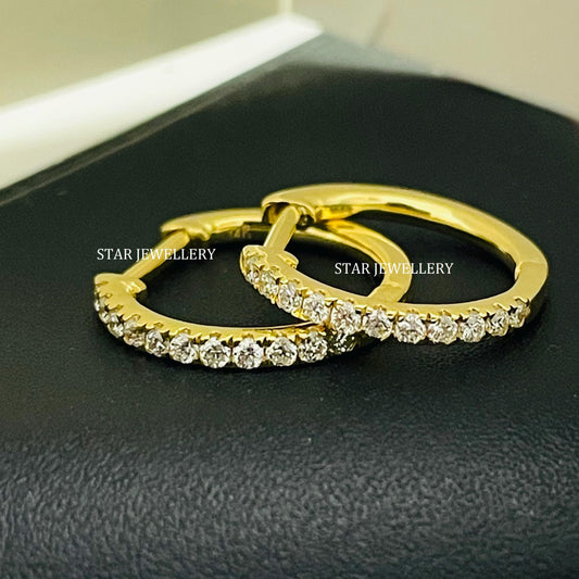 Diamond Hoop Earring, Huggie Hoop Earring