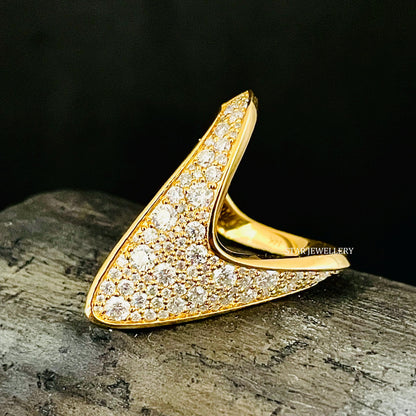Solid Gold Pave CVD Diamond Boomerang Ring