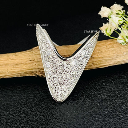 Solid Gold Pave CVD Diamond Boomerang Ring
