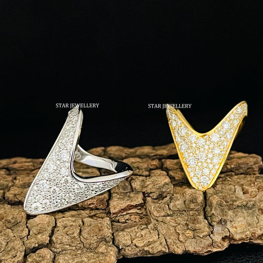 CVD Diamond Boomerang Vanki Gold Ring