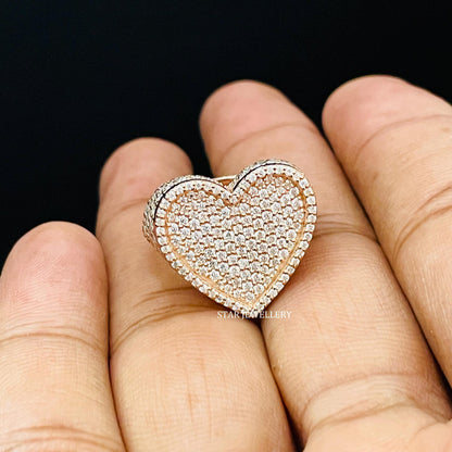 VVS Moissanite Iced out Heart Ring with 925 Sterling Silver
