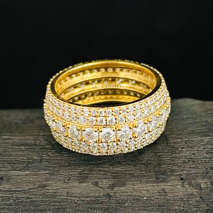 14K Solid Gold Huge Lab Diamond Eternity Wedding Ring