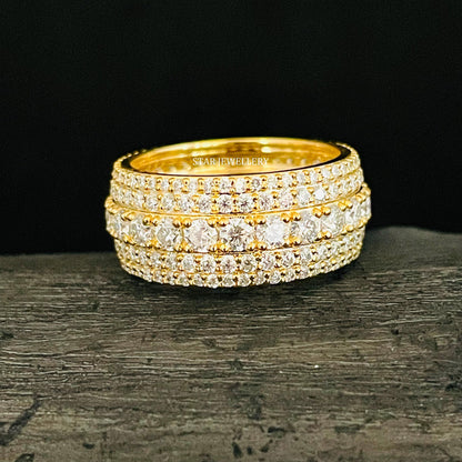 14K Solid Gold Huge Lab Diamond Eternity Wedding Ring