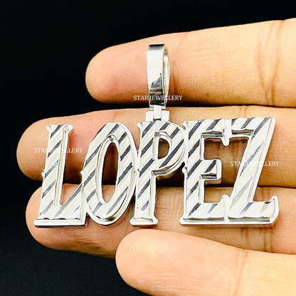 925 Sterling Silver Diamond Cut Custom Letter Pendant