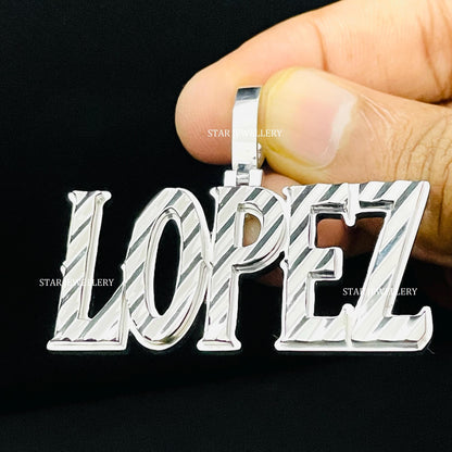 925 Sterling Silver Diamond Cut Custom Letter Pendant