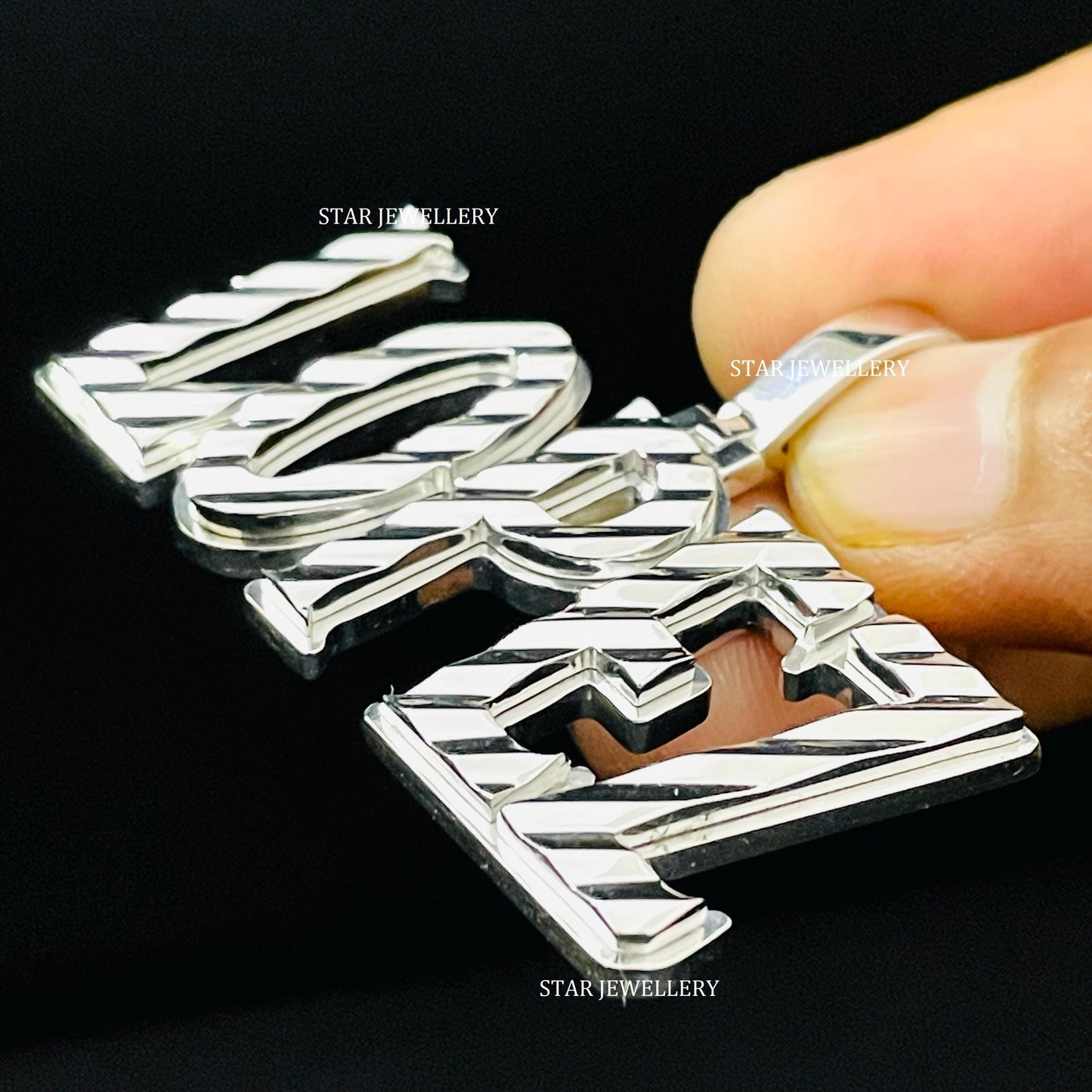 925 Sterling Silver Diamond Cut Custom Letter Pendant