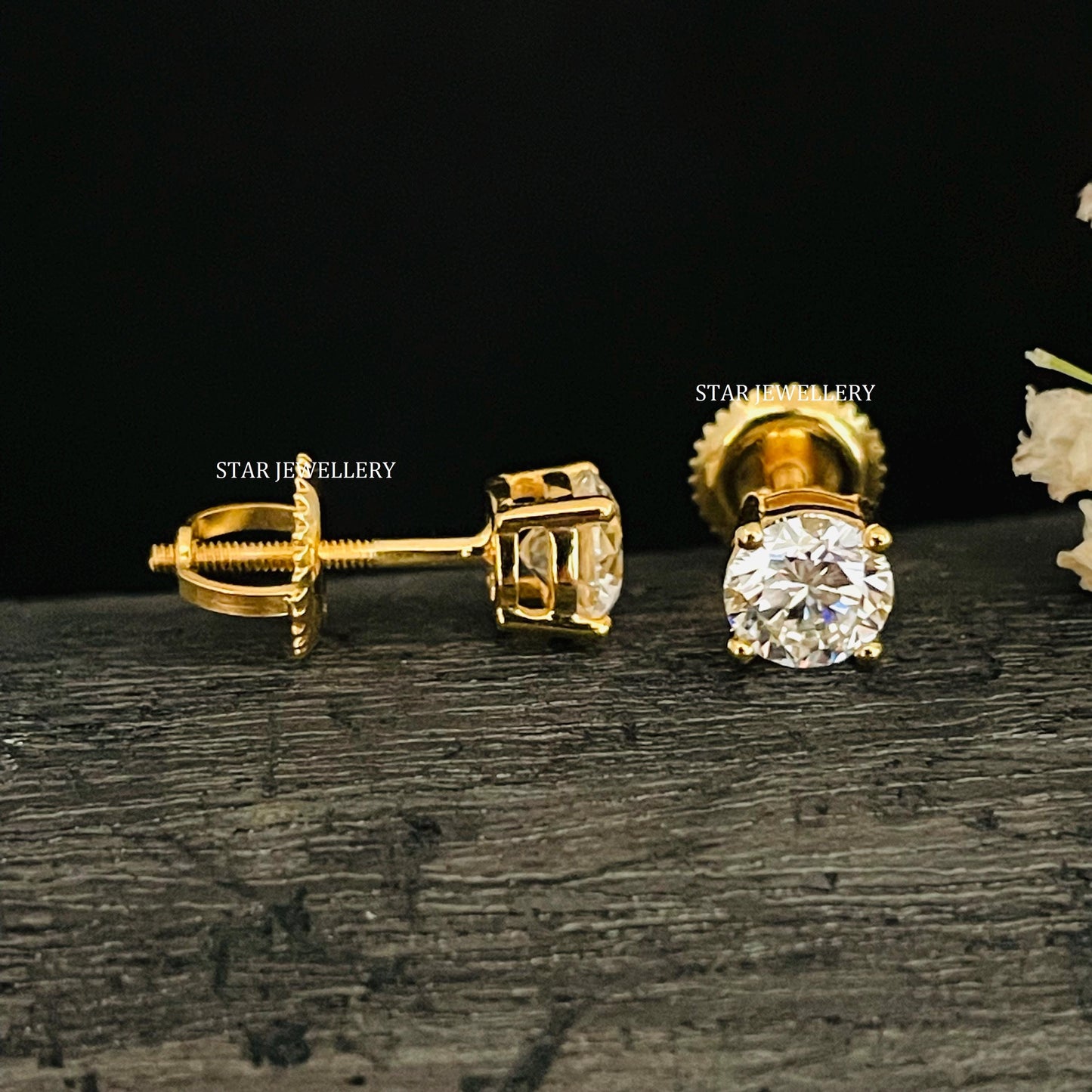 0.50 Ct CVD Diamond Solitaire Gold Earring