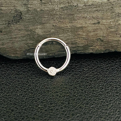 Bezel Set Natural Diamond Daith Piercing