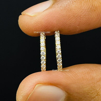 Diamond Hoop Earring, Huggie Hoop Earring