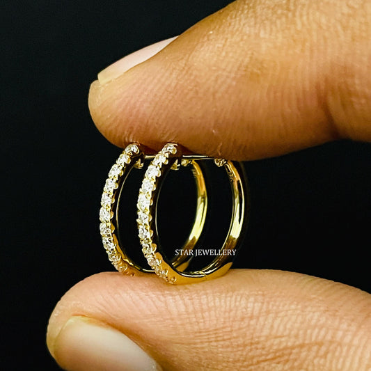 Diamond Hoop Earring, Huggie Hoop Earring