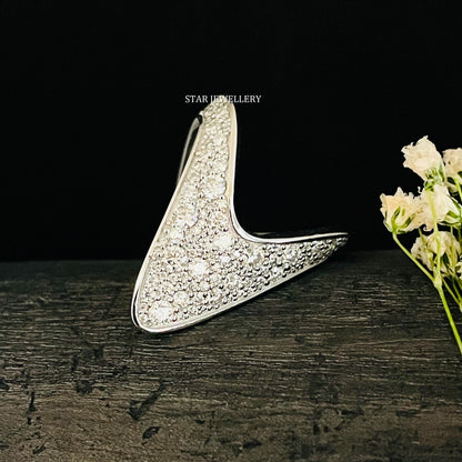 Solid Gold Pave CVD Diamond Boomerang Ring