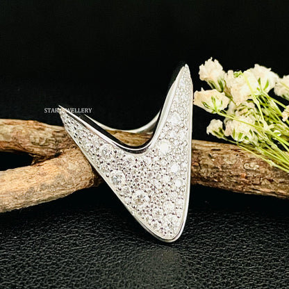 Solid Gold Pave CVD Diamond Boomerang Ring