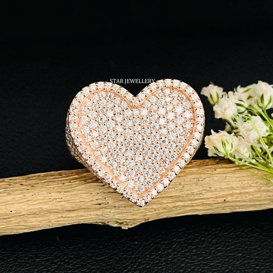VVS Moissanite Iced out Heart Ring with 925 Sterling Silver