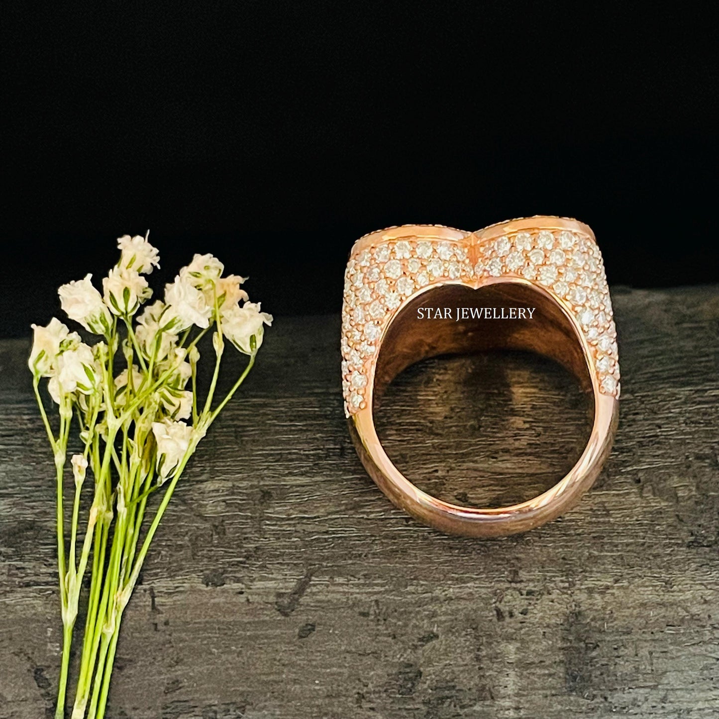 VVS Moissanite Iced out Heart Ring with 925 Sterling Silver