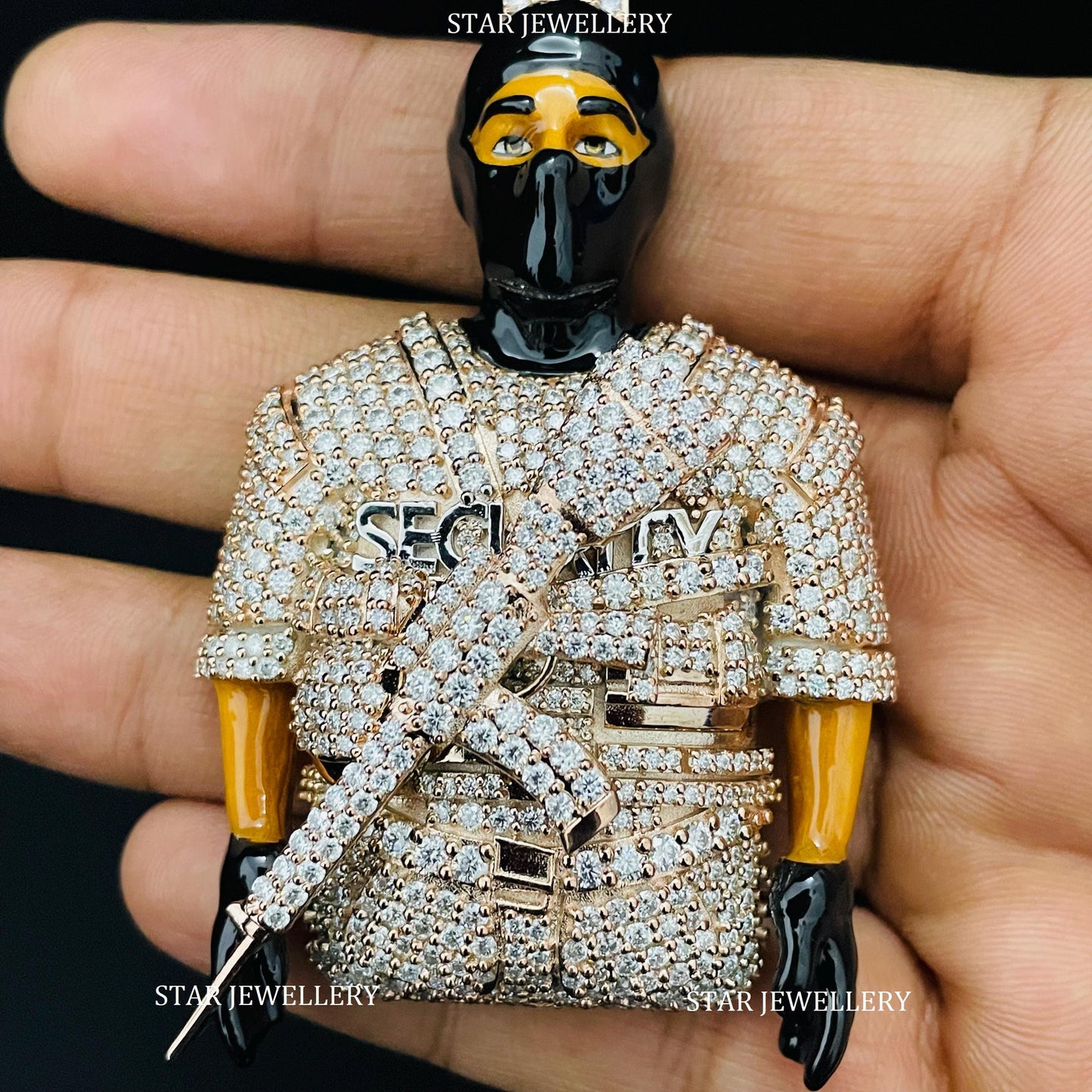 3D Enamel VVS Moissanite Iced Out Face Pendant