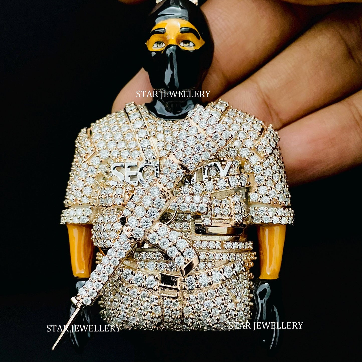 3D Enamel VVS Moissanite Iced Out Face Pendant