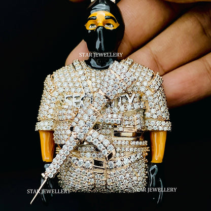 3D Enamel VVS Moissanite Iced Out Face Pendant