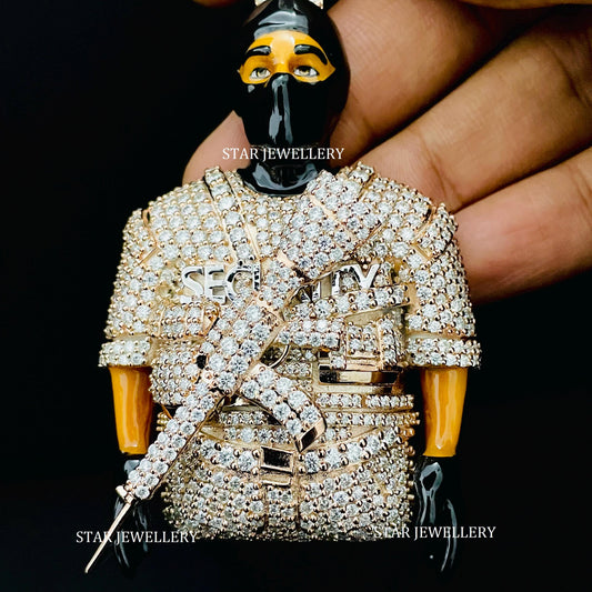 3D Enamel VVS Moissanite Iced Out Face Pendant