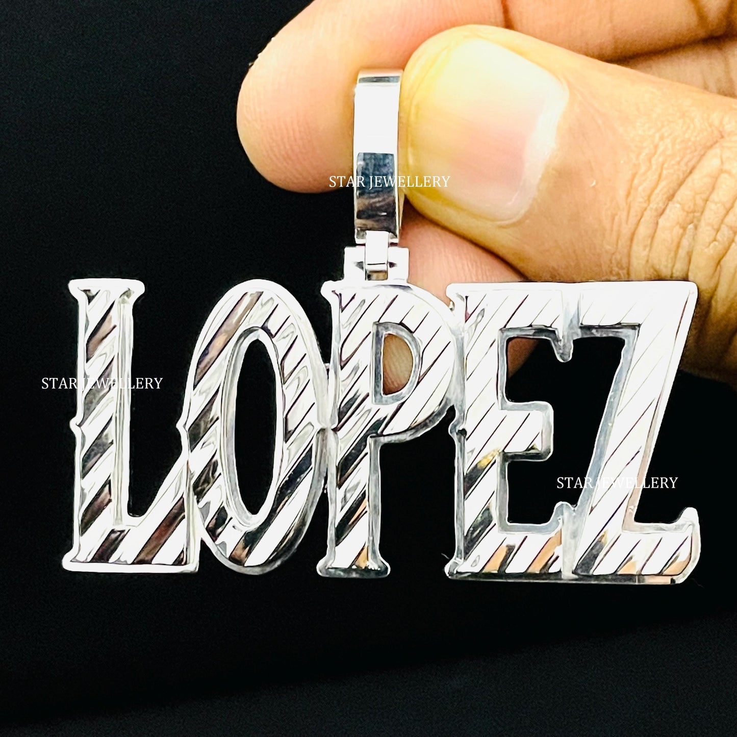 925 Sterling Silver Diamond Cut Custom Letter Pendant