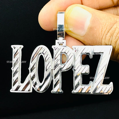 925 Sterling Silver Diamond Cut Custom Letter Pendant
