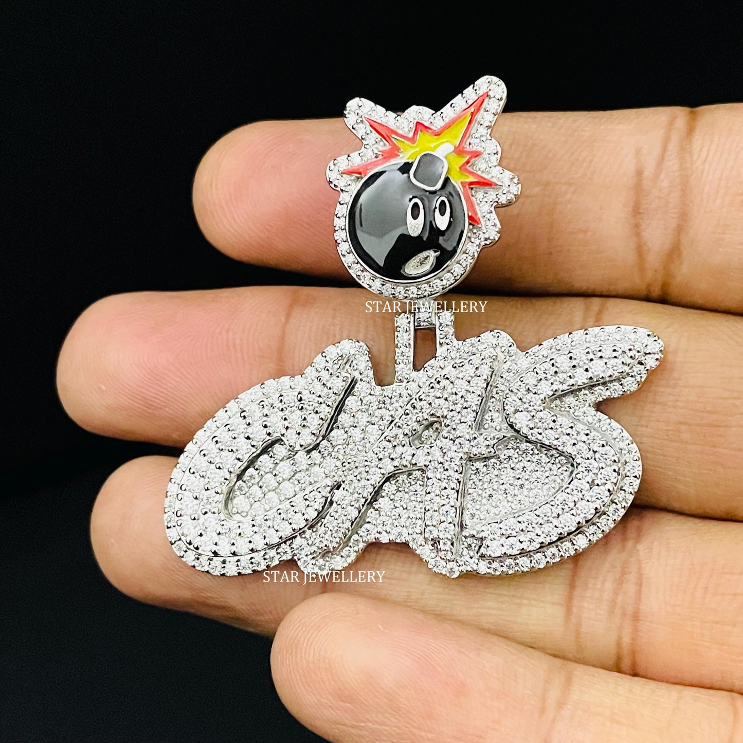 Custom Letter VVS Moissanite Pendant with Bomb Bail
