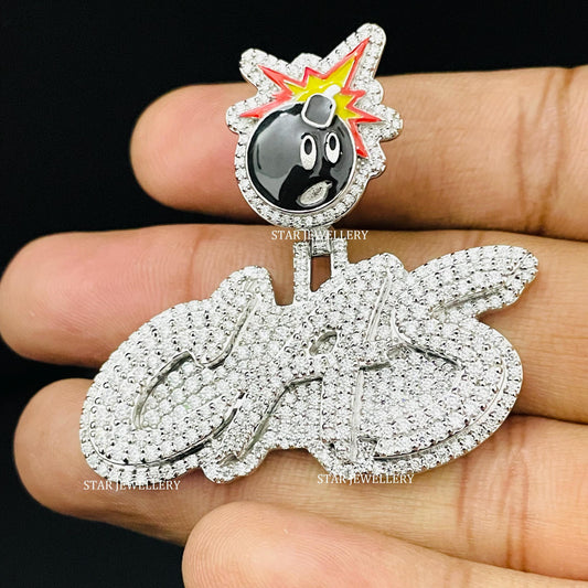 Custom Letter VVS Moissanite Pendant with Bomb Bail