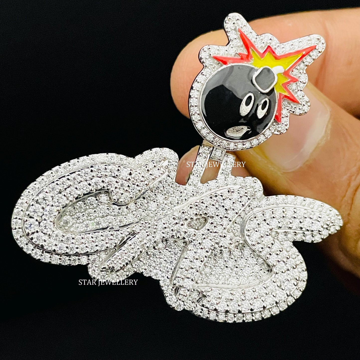Custom Letter VVS Moissanite Pendant with Bomb Bail