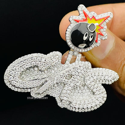 Custom Letter VVS Moissanite Pendant with Bomb Bail