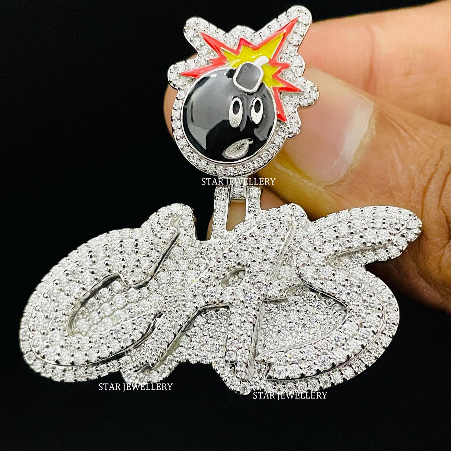 Custom Letter VVS Moissanite Pendant with Bomb Bail